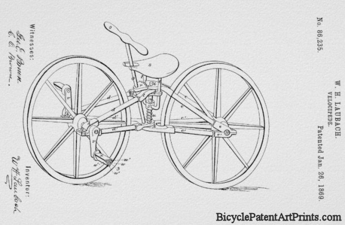 1869 chainless velocipede patent
