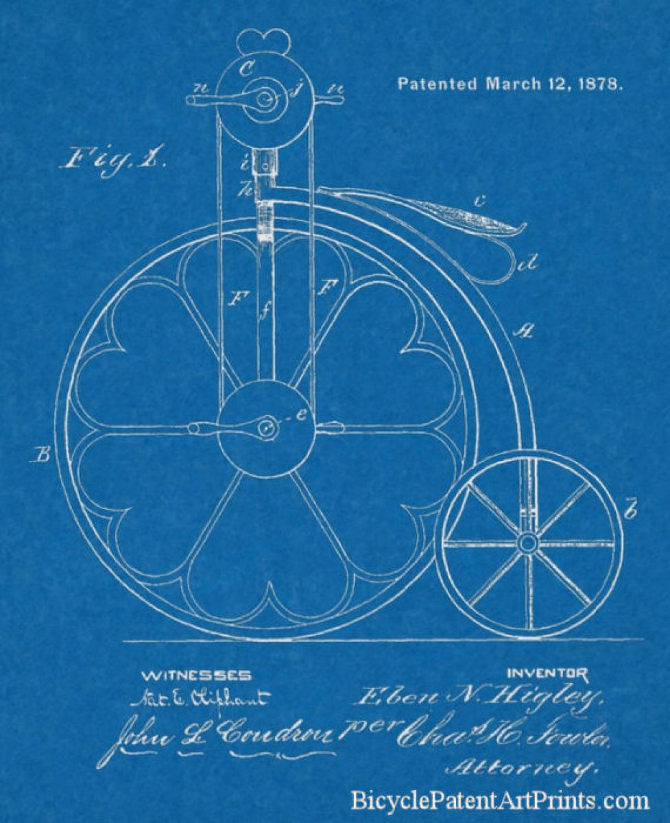 1878 Heart shaped bicycle wheel design