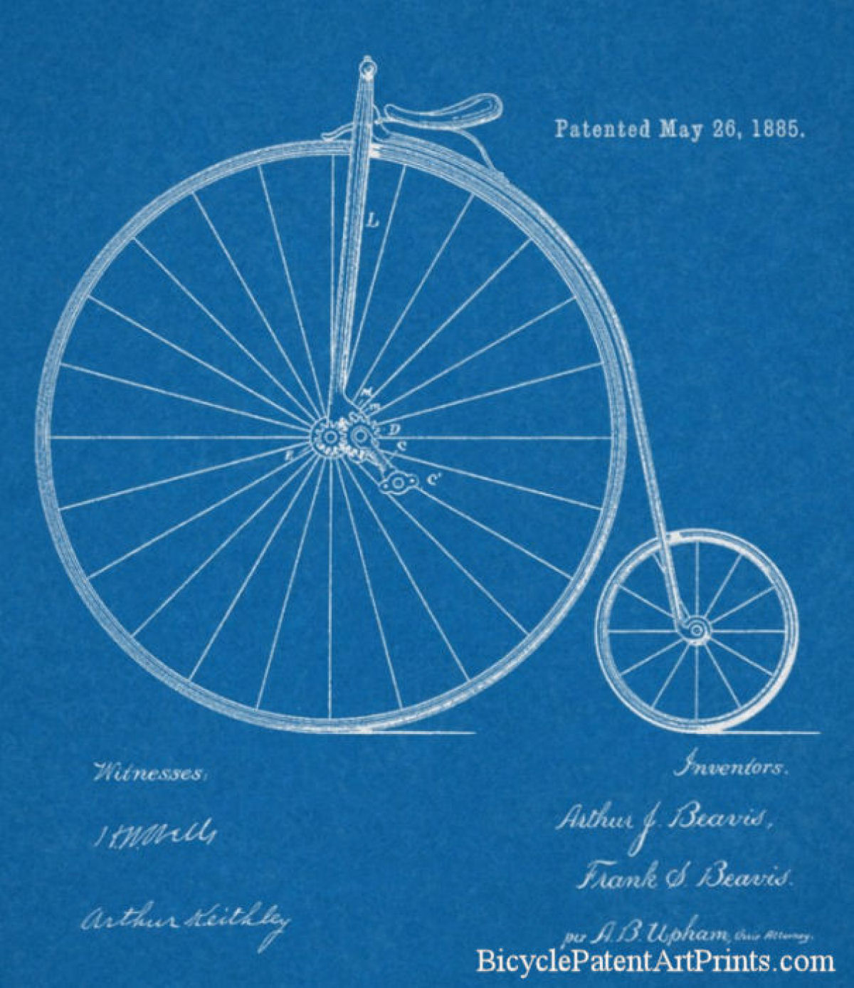 1885 High wheeler bike pedal gear drive