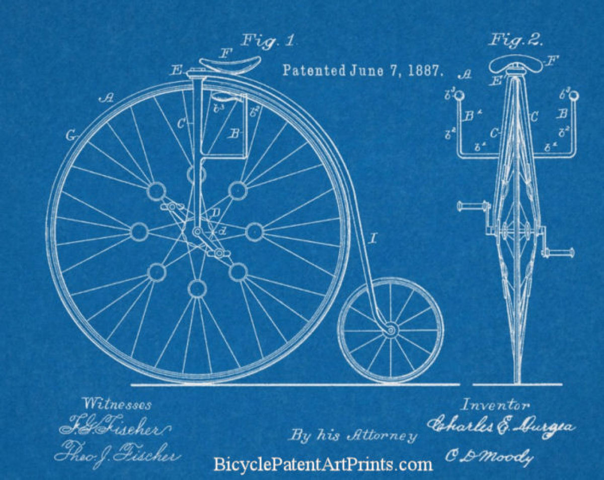 1887 High wheeler pedal drive with side handlebars star pattern wheel spokes
