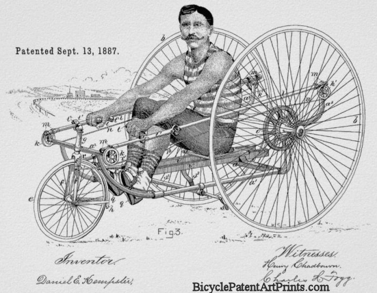 1887 Rowing propelled tricycle design