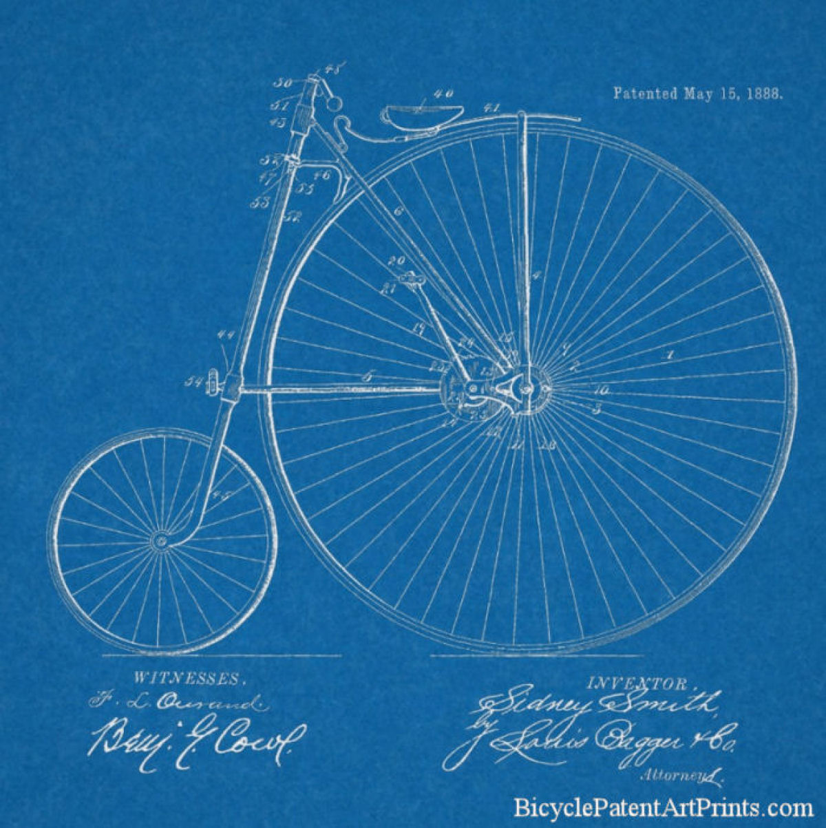 1888 High Wheeler also known as a penny farthing or high wheel velocipede