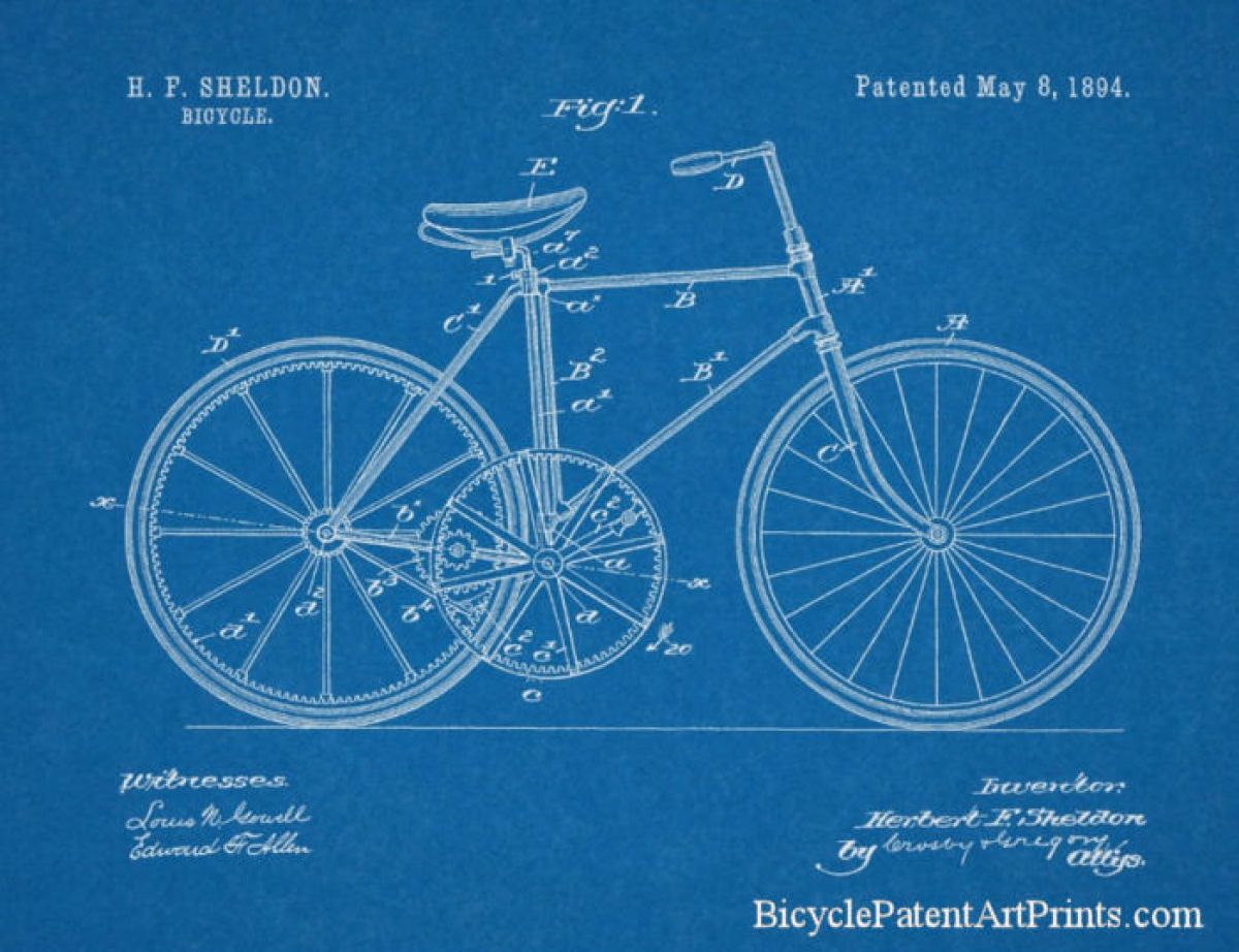 1894 Chainless gear to gear drive bicycle patent art