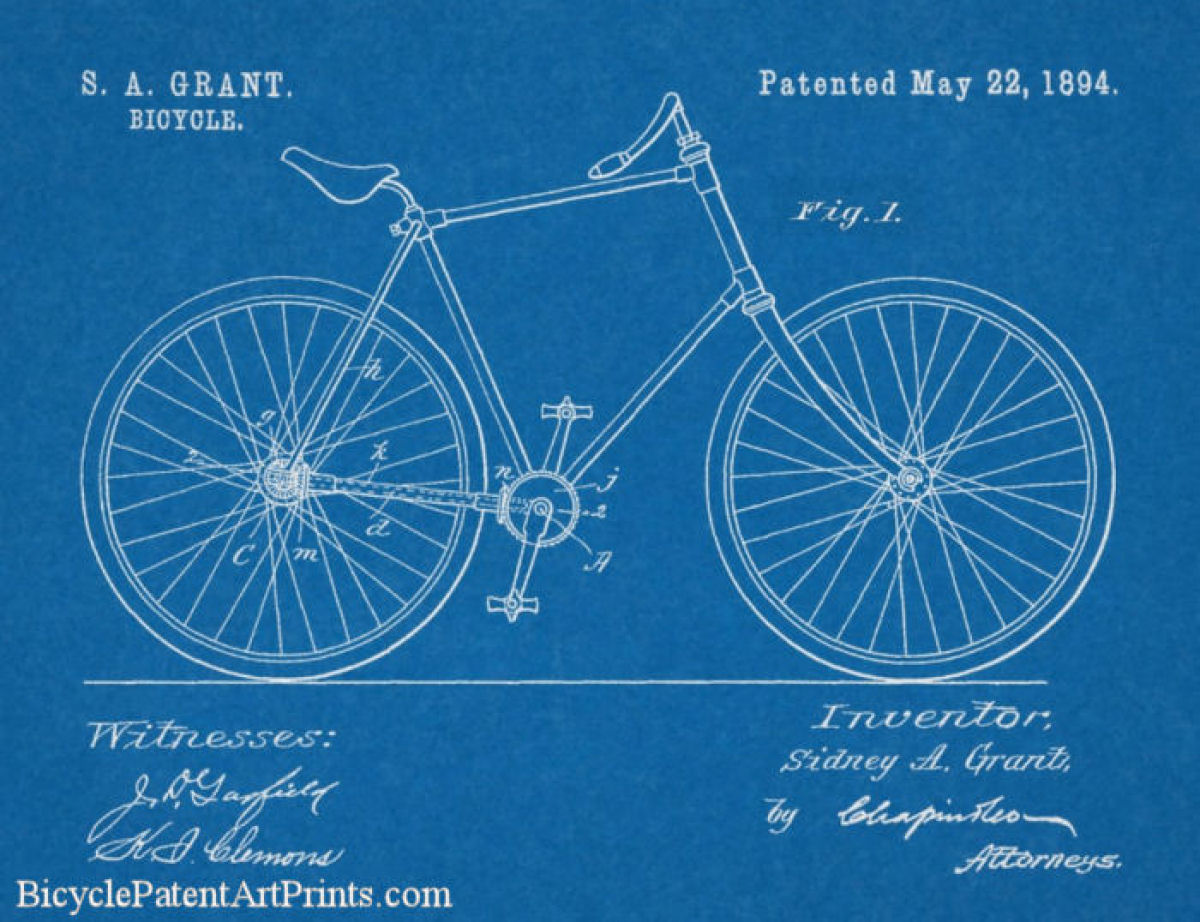 1894 Chainless shaft drive gearing bicycle patent