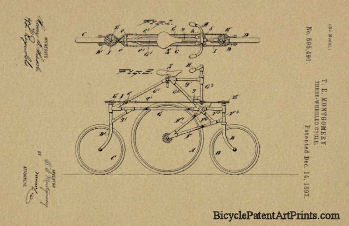 1897 Vintage bicycle three wheeled cycle