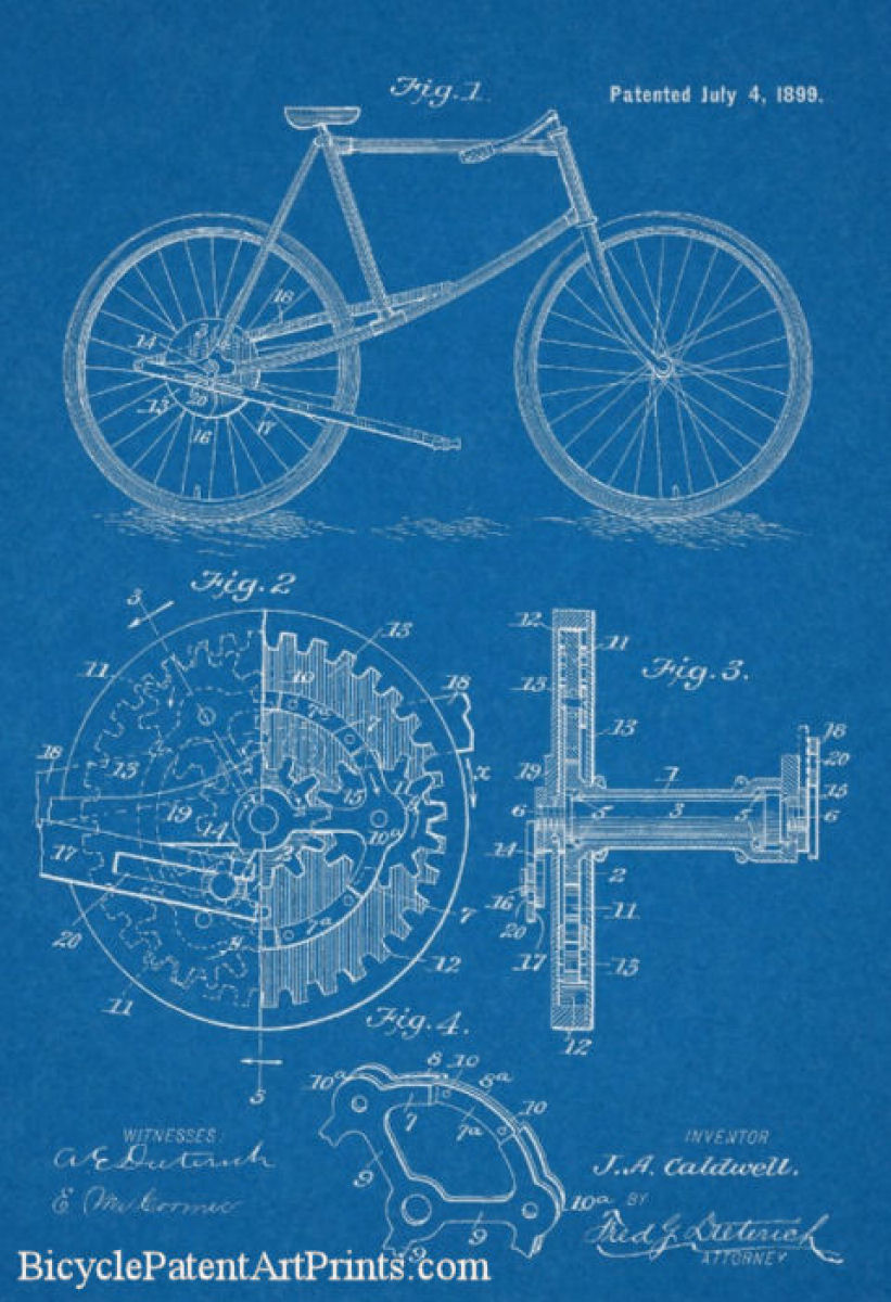 1899 Chainless lever propelled bicycle with gearing details