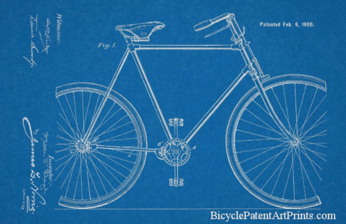 1900 Chainless gear driven bicycle patent drawing