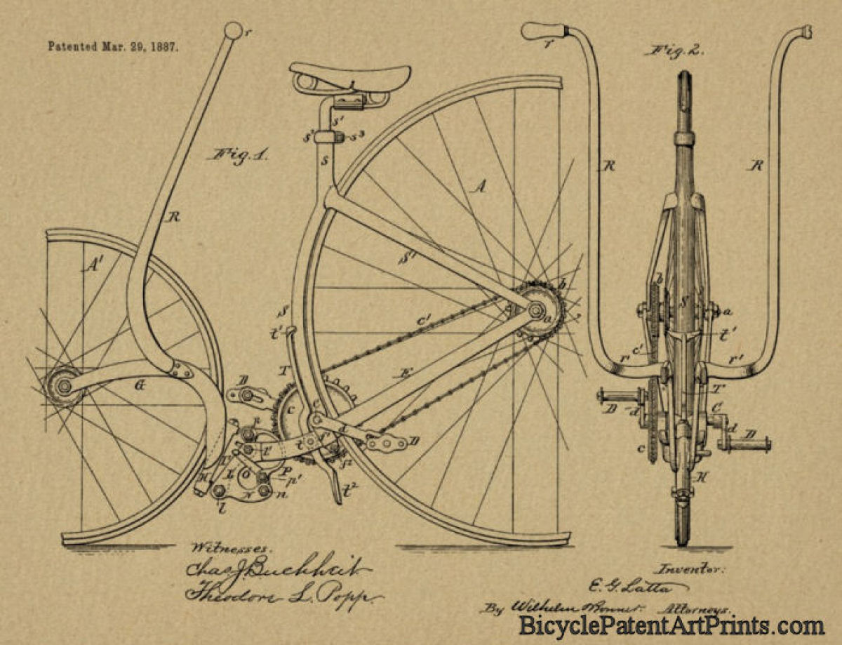 1887 Chain driven bicycle patent art