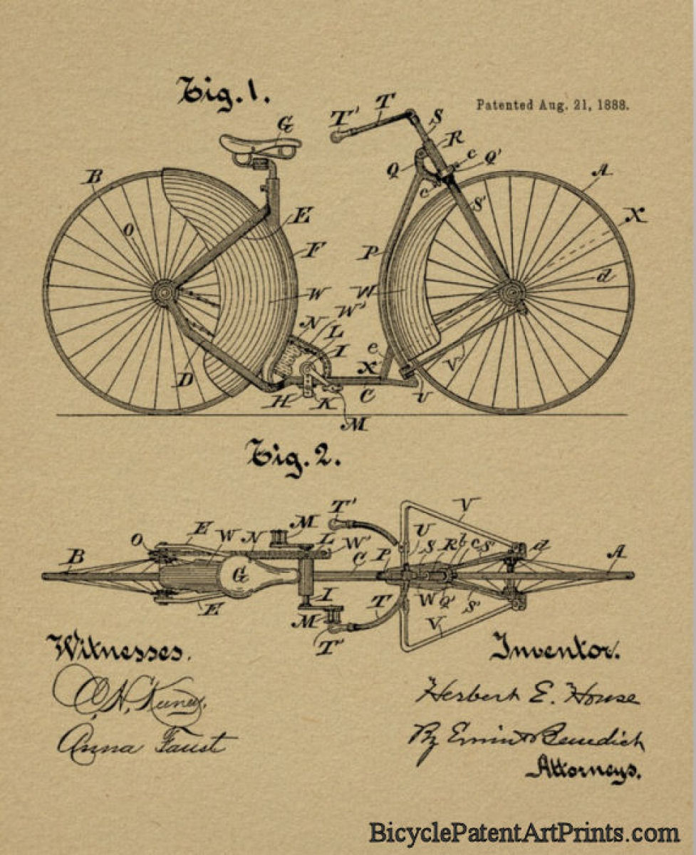 1888 Chain driven bicycle patent art
