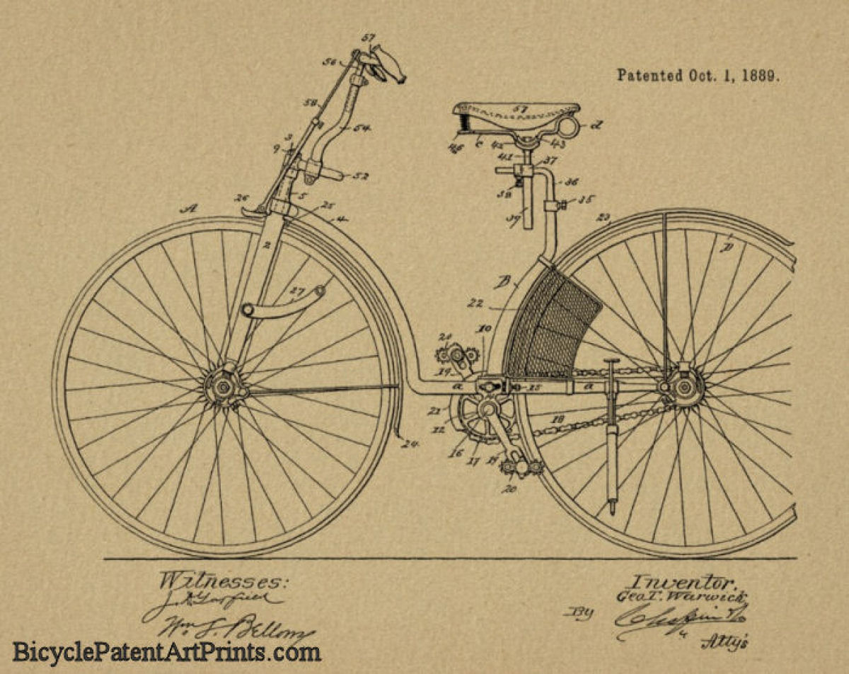 1889 Chain driven with hand brake bike patent