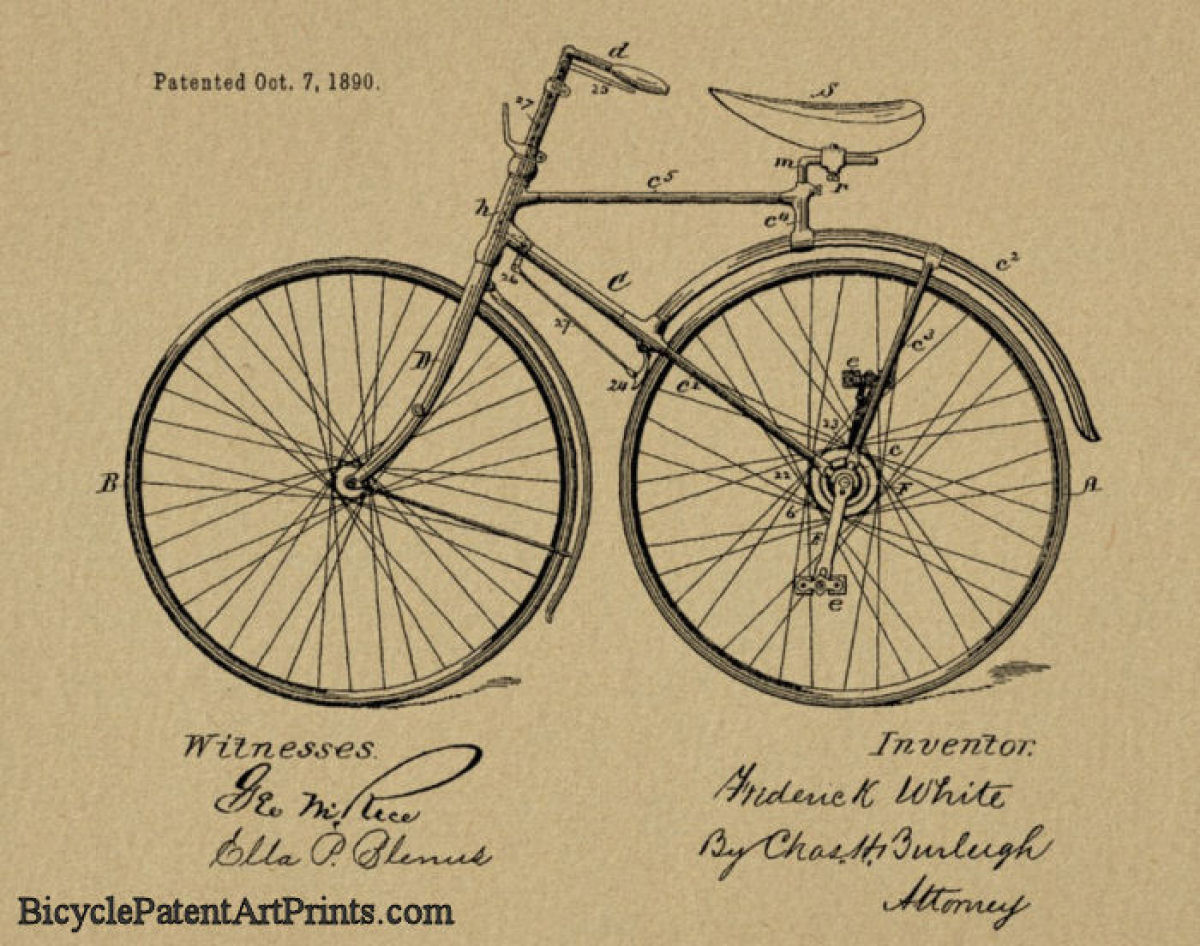 1890 With pedals attached to rear wheel bicycle