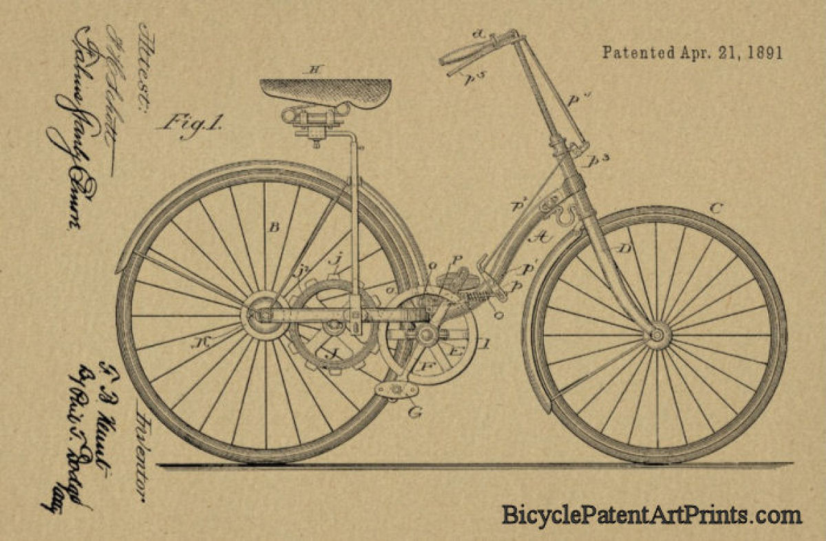 1891 Bicycle gears chainless drive bike