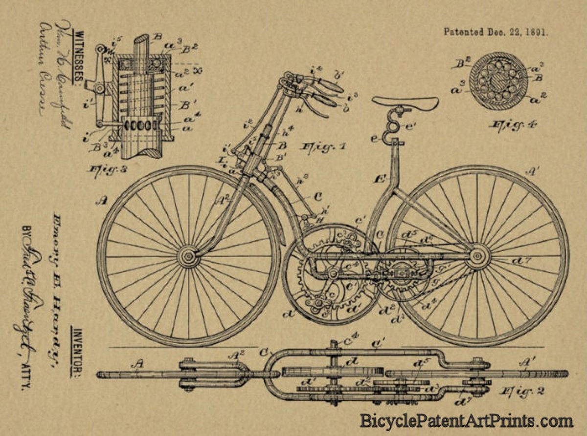 1891 large gear design bike patent