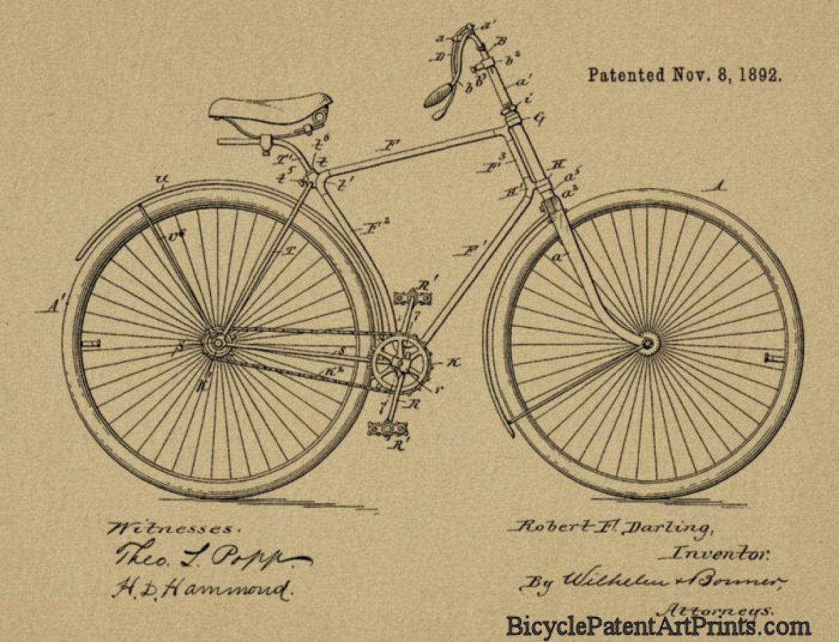1892 Chain driven bike with hand brake and adjustable seat
