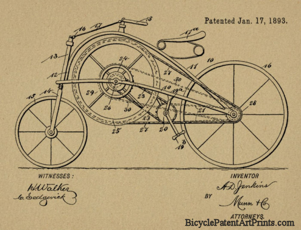 1893 Chain driven bike with large middle gear
