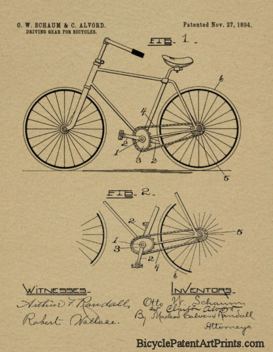 1894 Eliptical Gear bike patent
