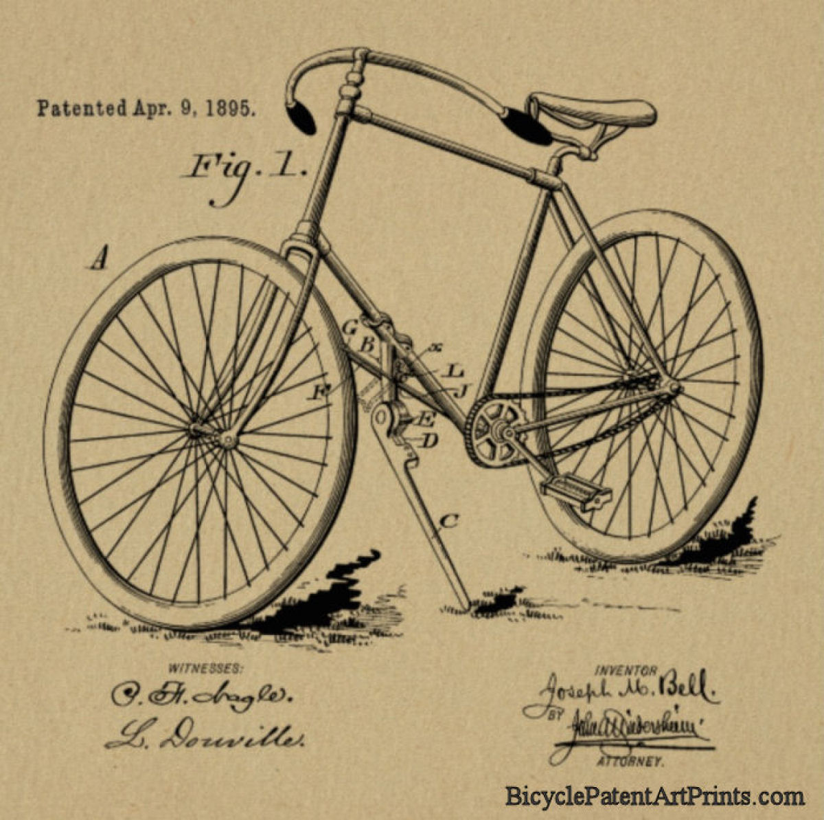 1895 Chain Driven Bike Patent Print