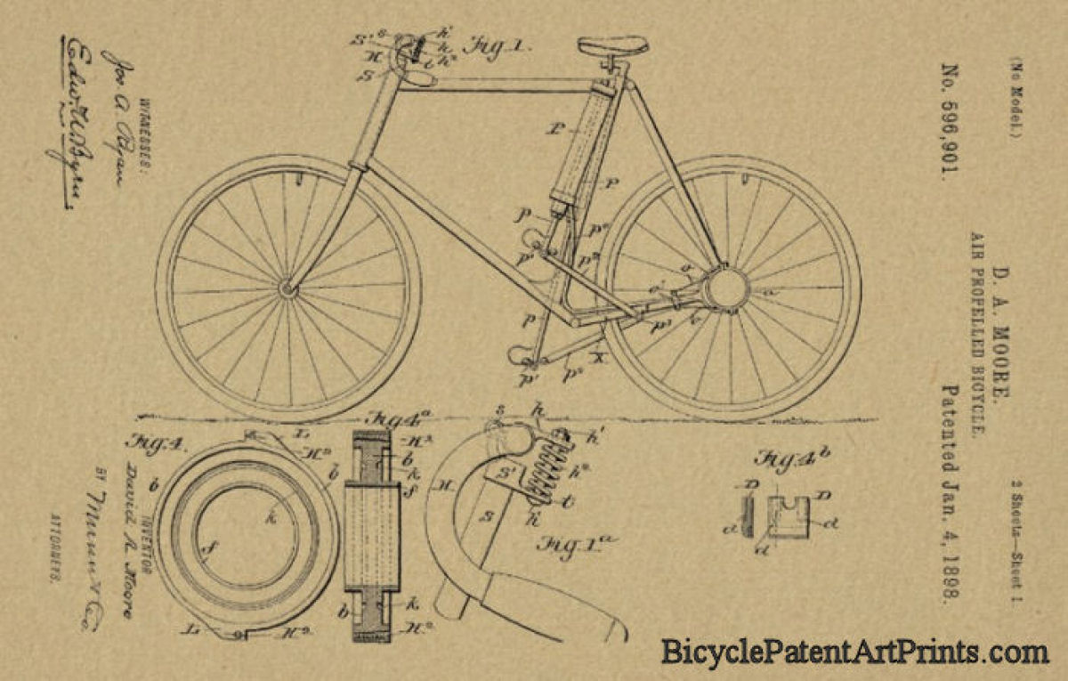 1898 air propelled pedal bicycle