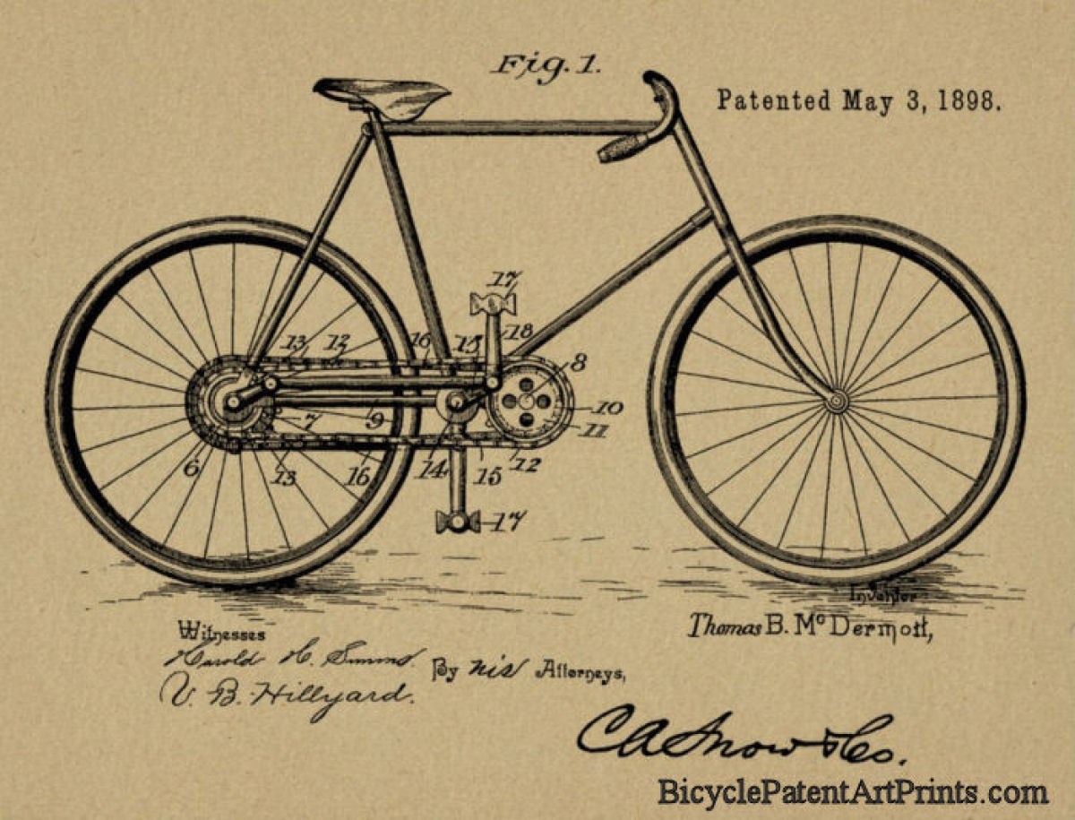 1898 Chain Driven Bike Patent Print