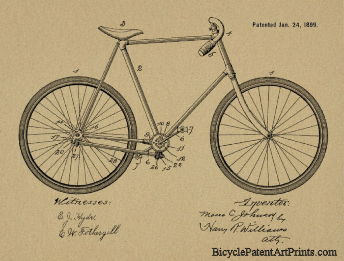 1899 Chainless gear driven bike drawing