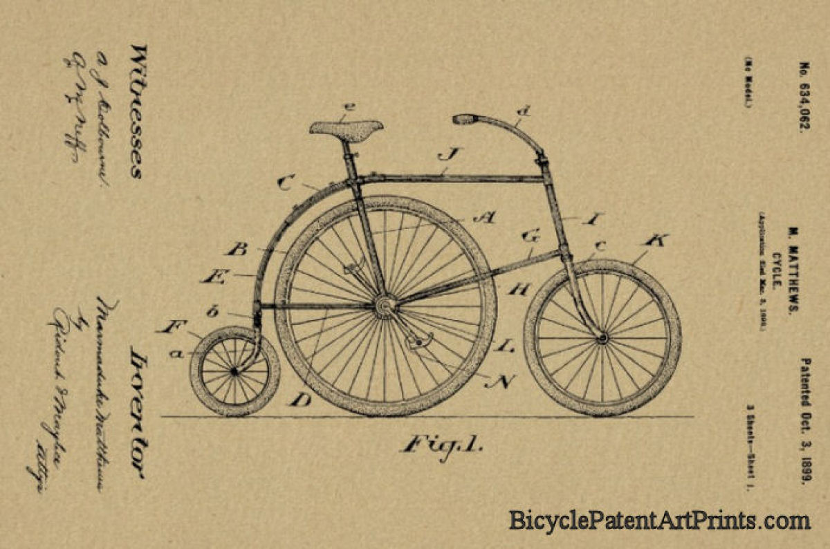 1899 chainless 3 wheeled bicycle