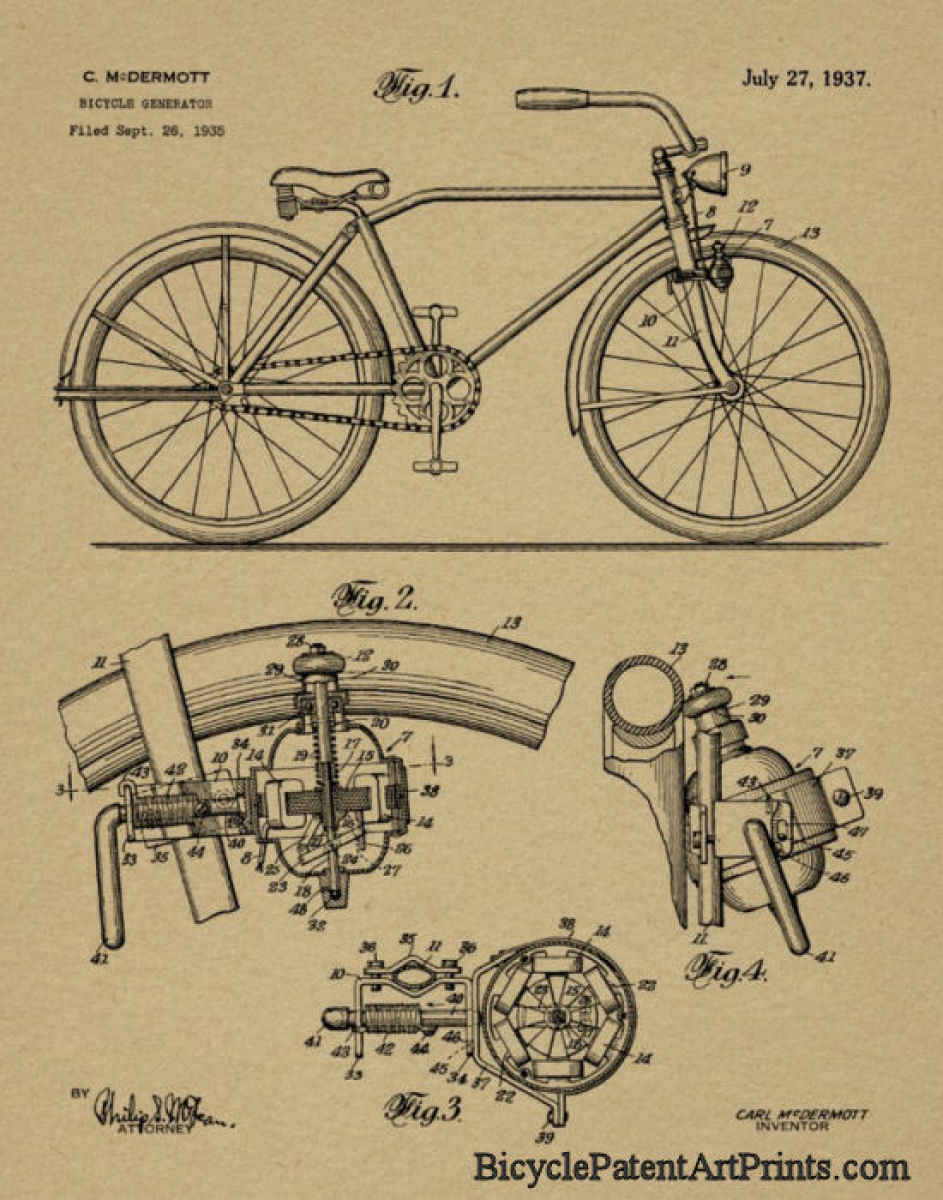 1937 bicycle patent drawing