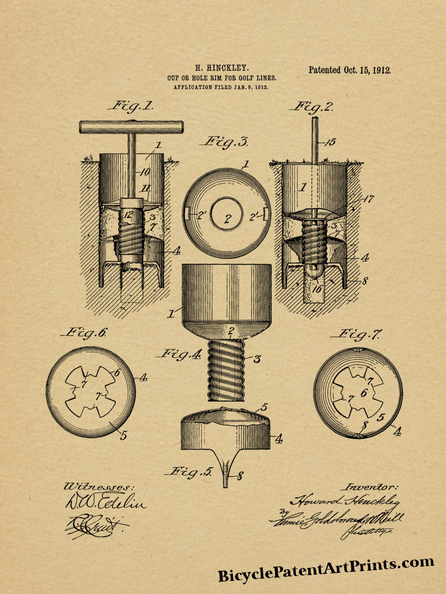 1912 Golf Cup Hole Design Patent Art Print