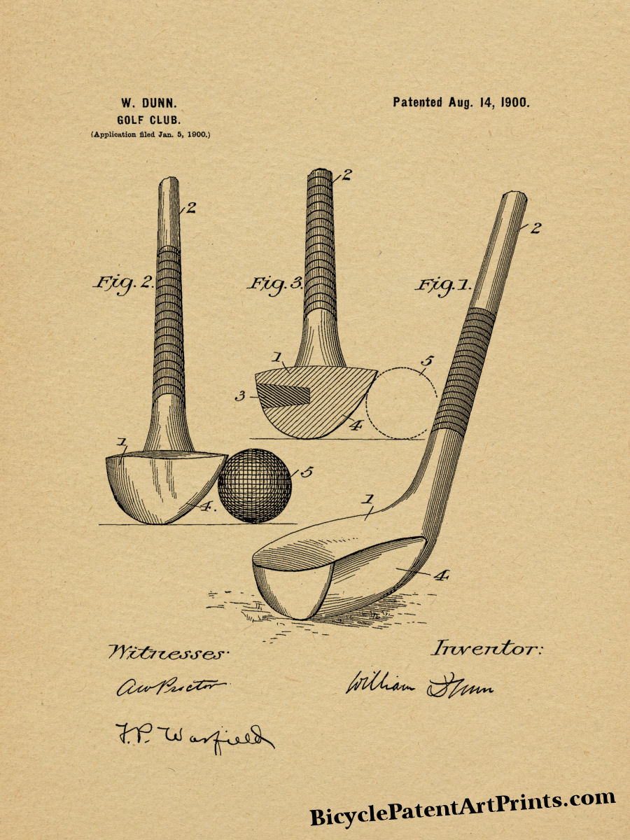 Vintage 1900 Golf Club Design Patent Art Print