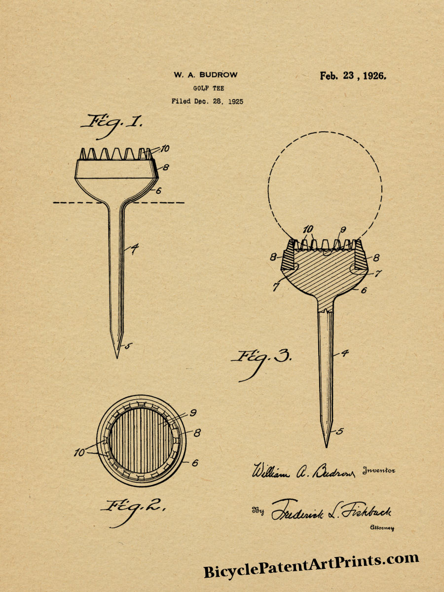 1926 Vintage Golf Ball Tee Patent Drawing