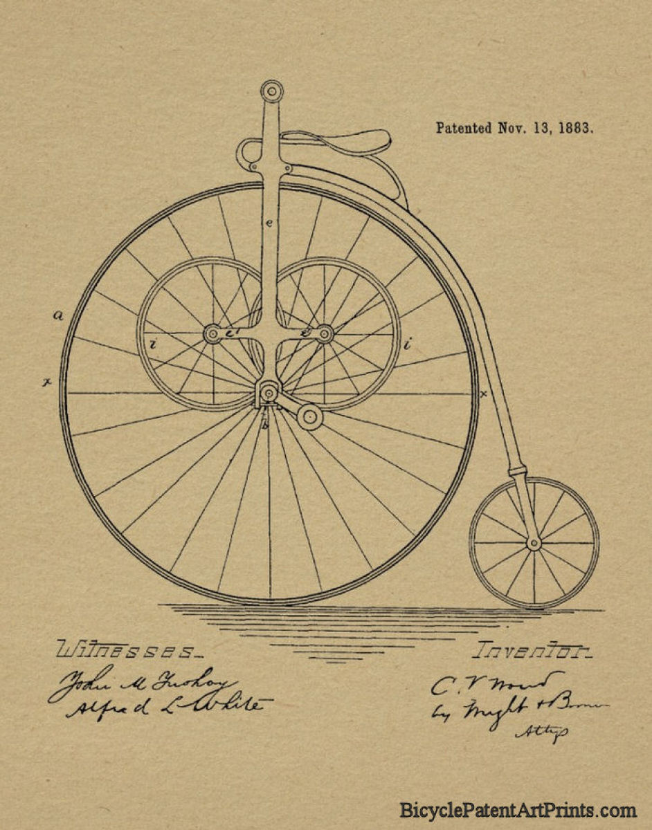 1883 Velocipede with additional pedal gearing art