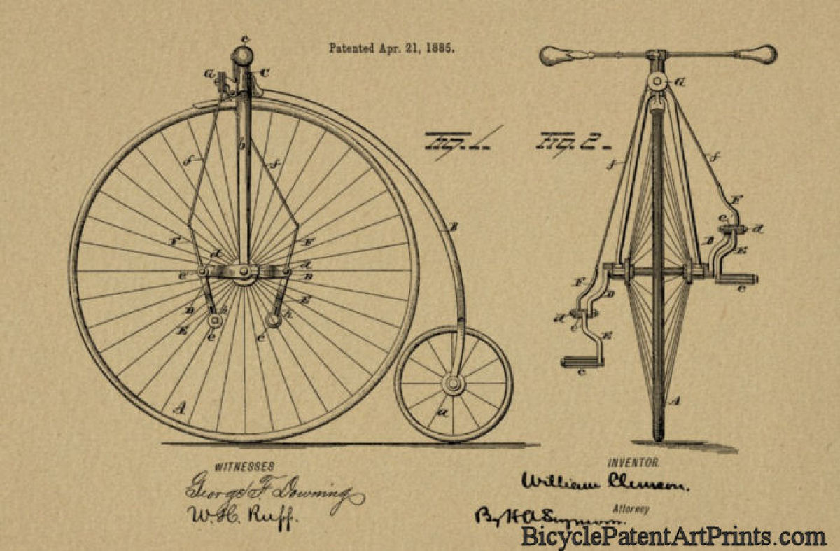 1885 High wheeler patent drawing