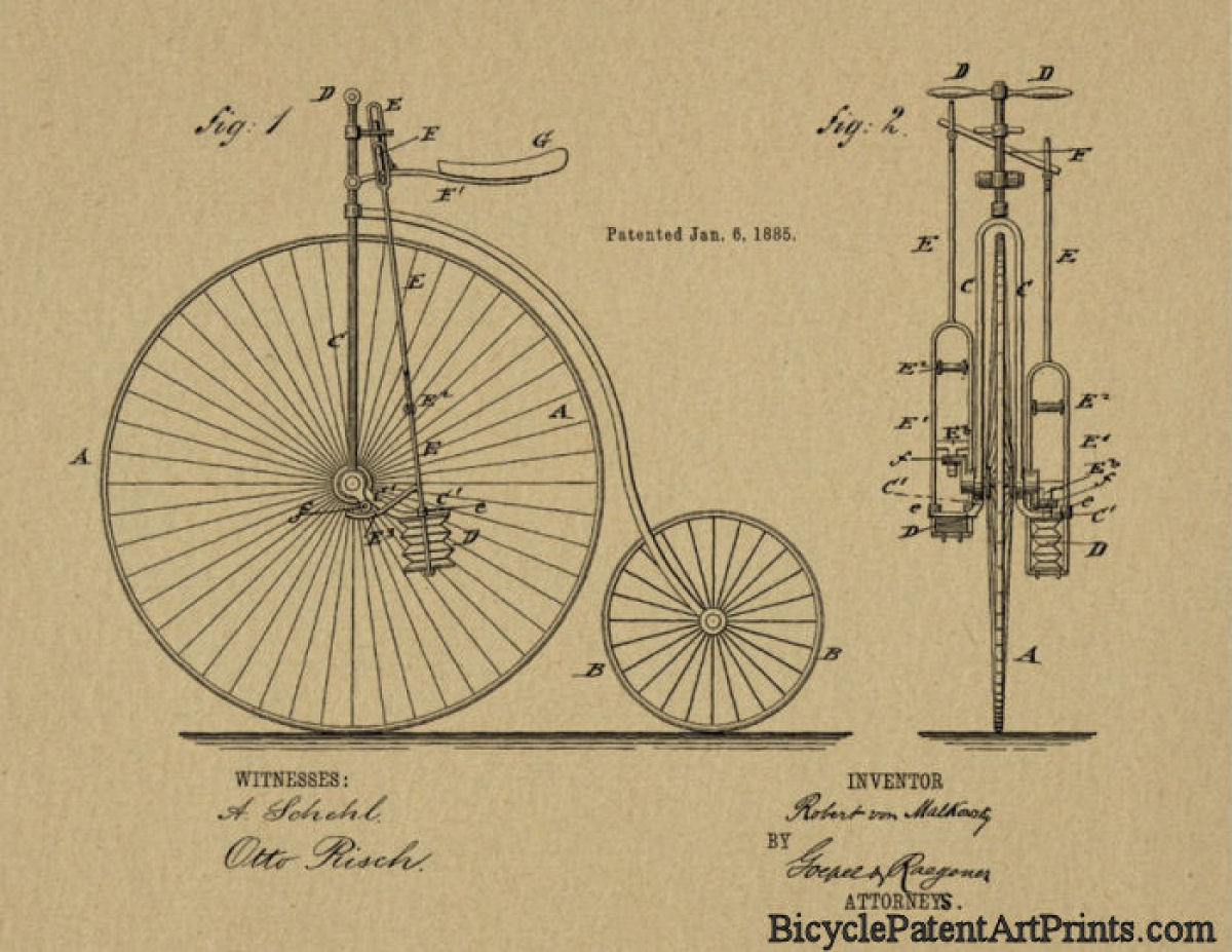 1885 High wheeler with see saw pedal apparatus