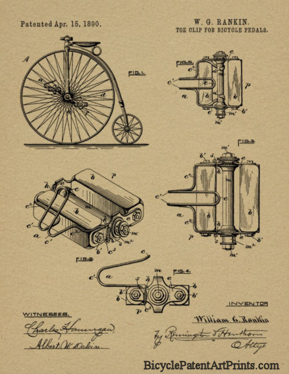 1890 Toe clip details for high wheel bike pedal