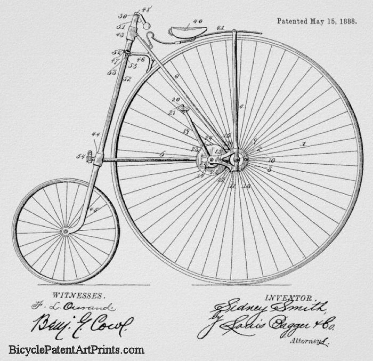 1888 Gear driven pedal bicycle patent art