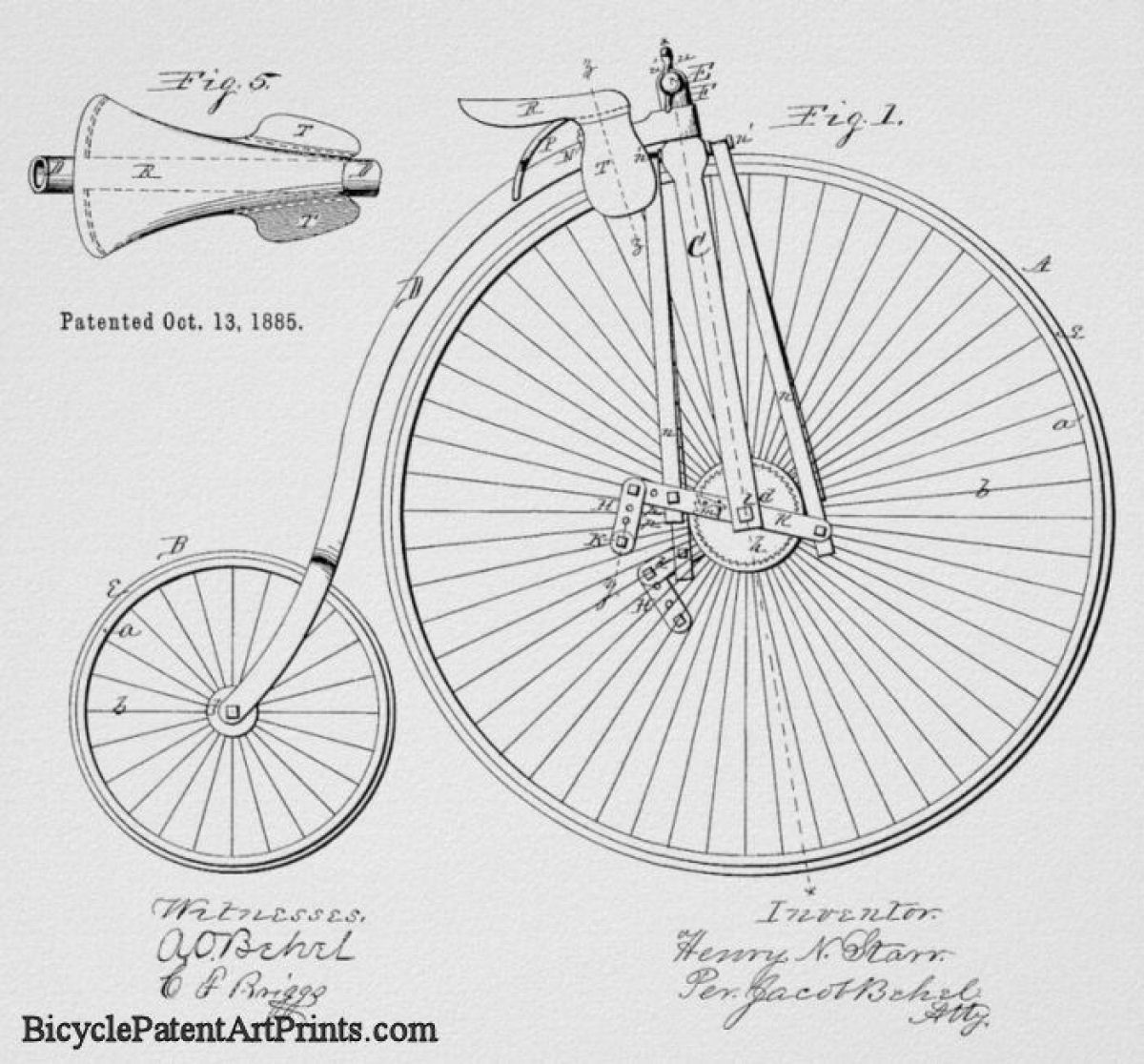 1885 Lever propelled velocipede with leather seat