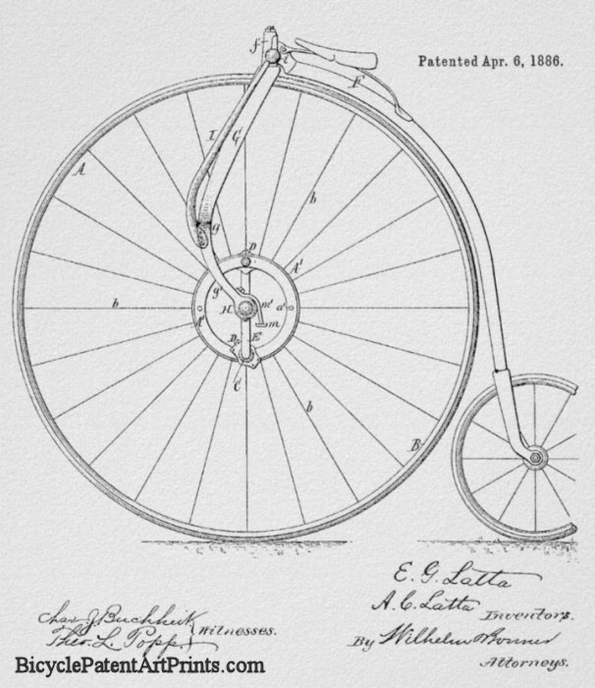 1886 High wheeler bike patent