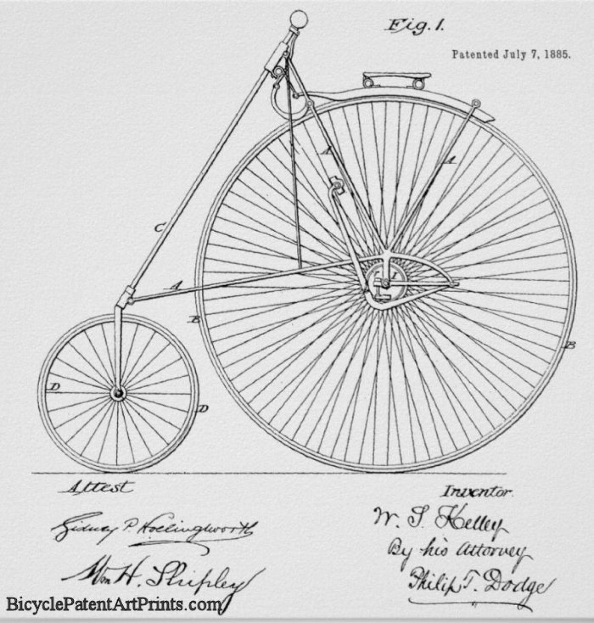 1885 Lever propelled high wheel bike