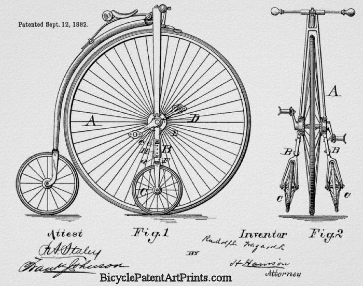 1882 bicycle with stabilizing side wheels