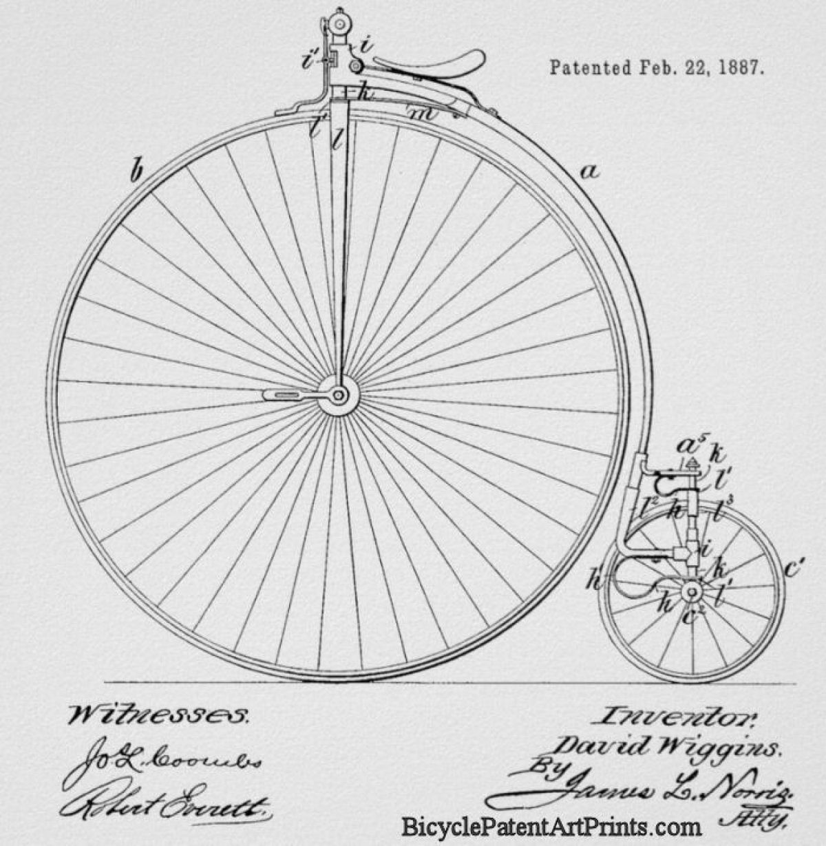 1887 Tall high wheeler with rear wheel suspension