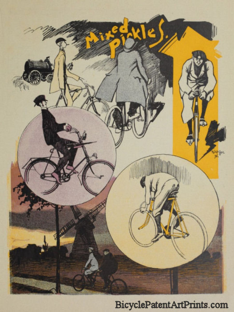 1898 Mixed lot of bicyclists by Lyonel Feininger