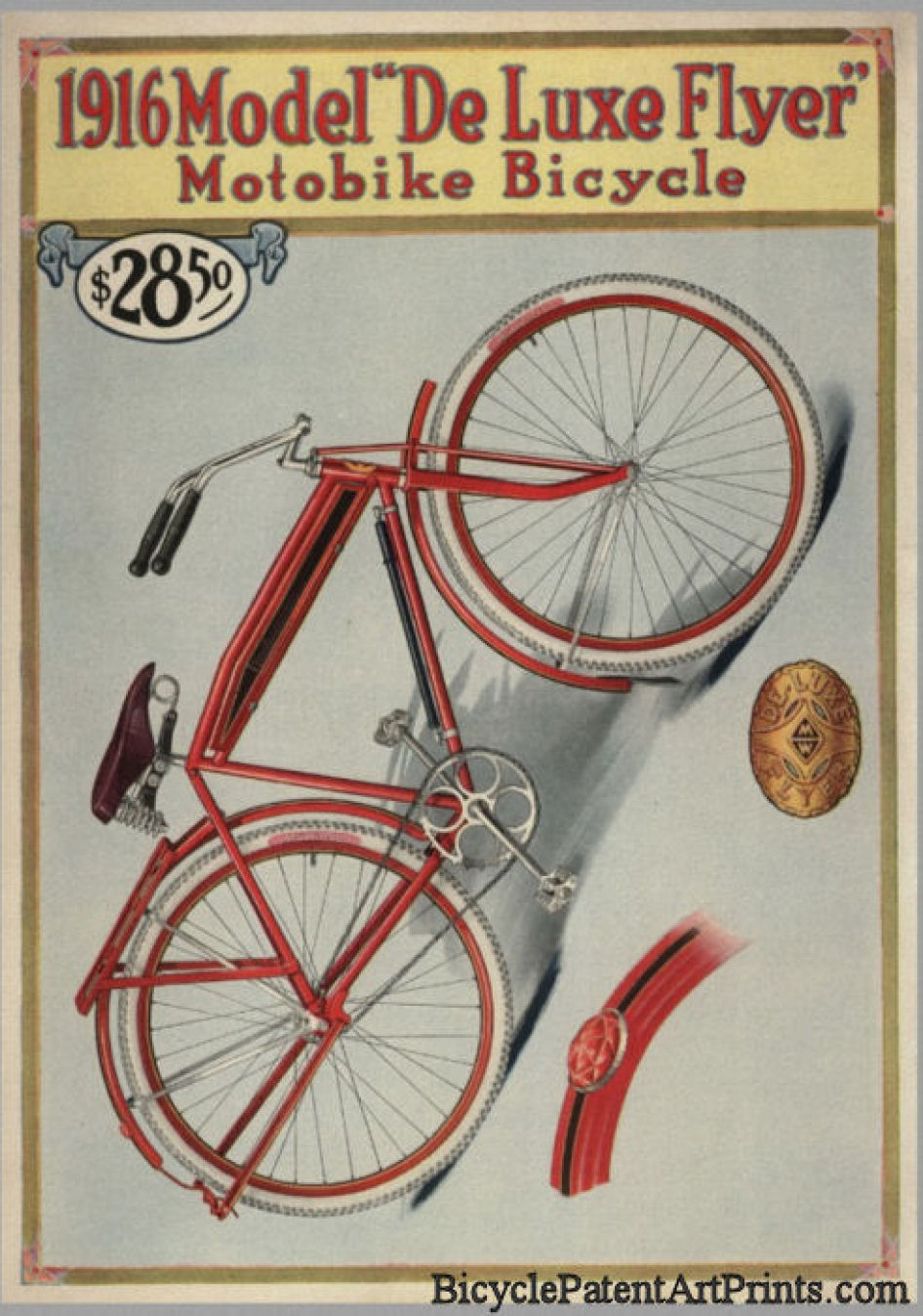 1916 Hawthorne De Luxe Flyer Motobike Red Bicycle