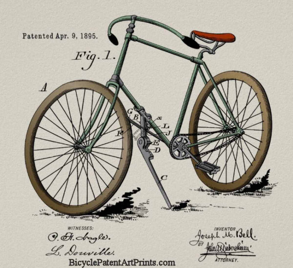 1895 bicycle patent drawing