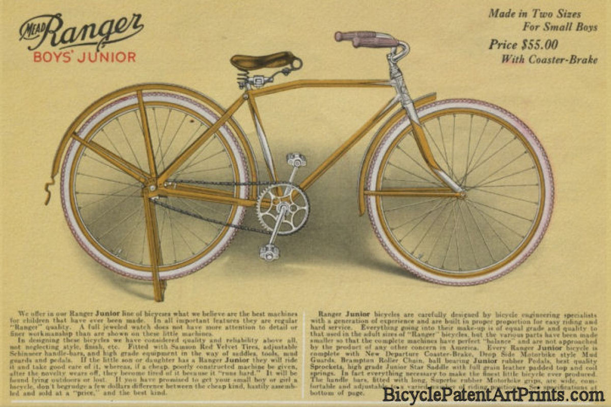 1923 The Ranger boys junior with coaster brake vintage bike poster