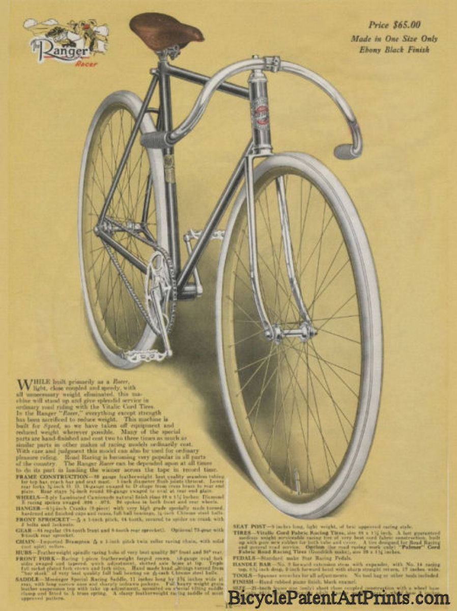 1923 The Ranger Racer bicycle ad poster