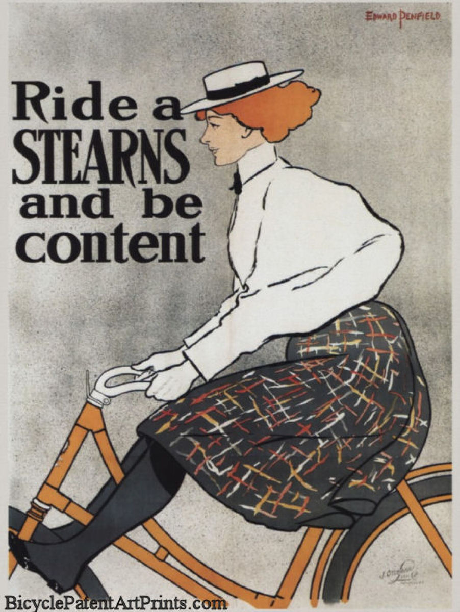 Ride a Stearns woman riding a bicycle advertising page print