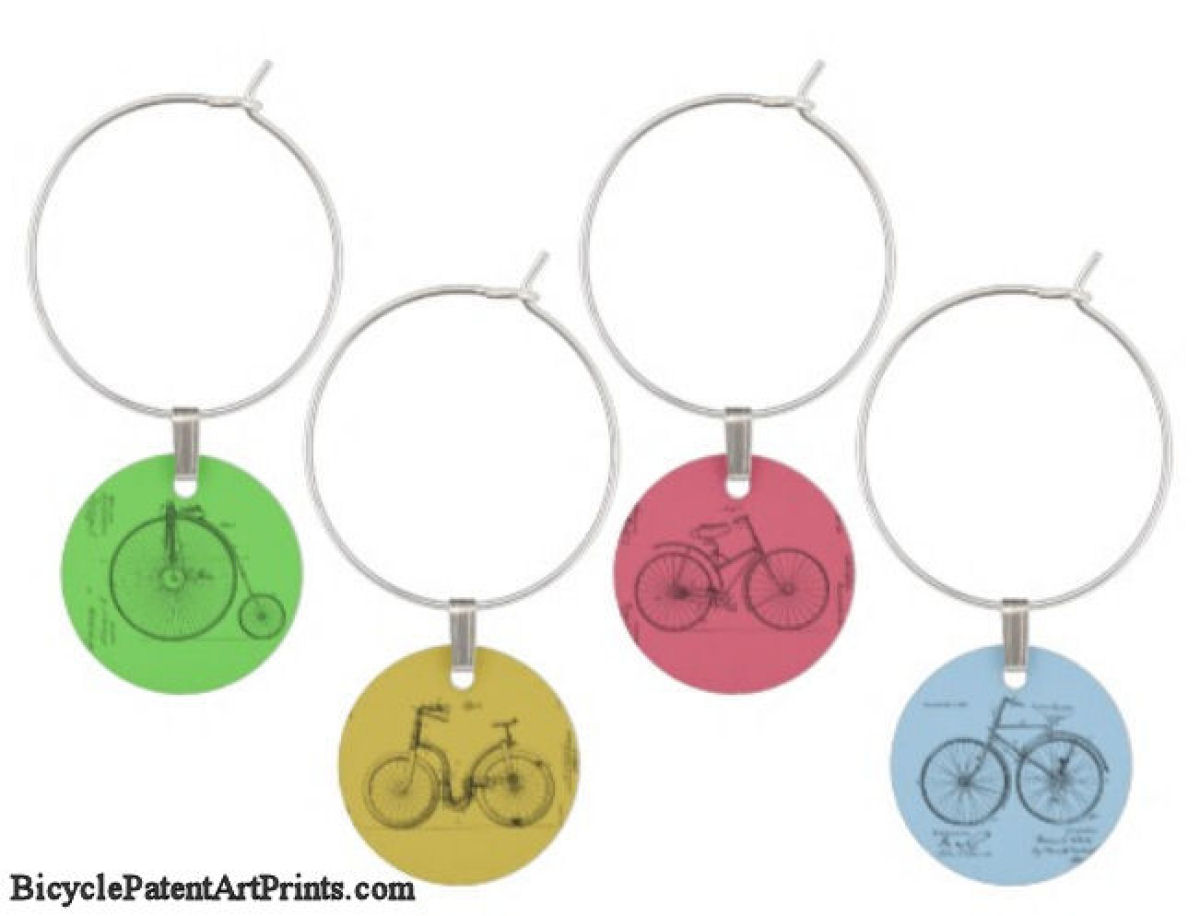 bicycle patent wine charms