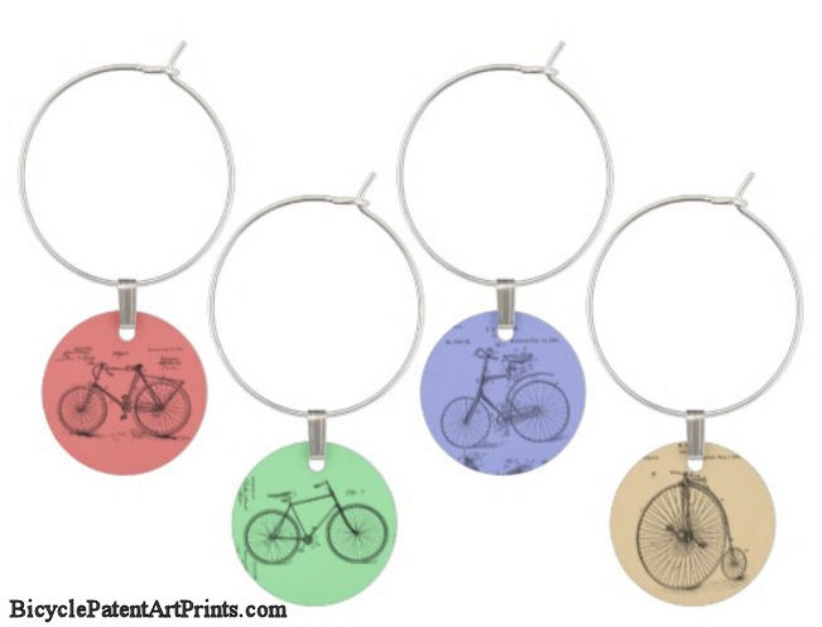 bicycle patent wine charms gift